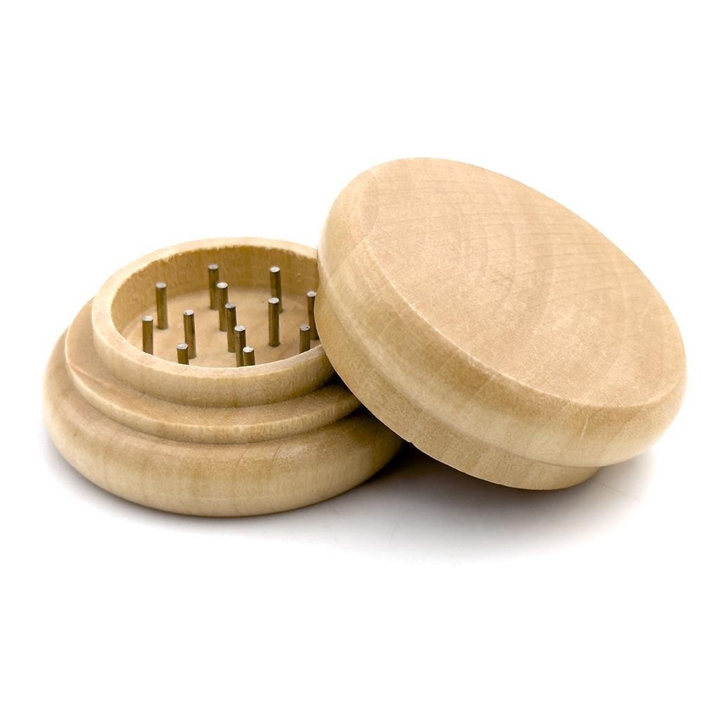 Wooden Herb Grinder 55mm Crusher 2 Layers Kitchen DIY Supplies Spice Cutter