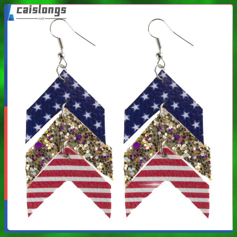 4th of July Earrings Women Wearing Flag Stripe Decor Simple Fashion Presents for Girlfriend Chic Creative Pendants Decorative Women's Miss caislongs