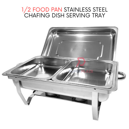 Double Tray Stainless Steel Chafing Dish Food Warmer Serving Tray Buffet Set