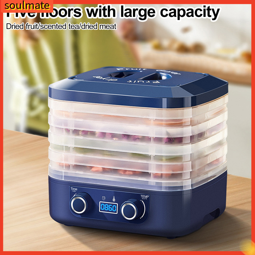 soulmate|  Food Dehydrator Machine Electric Food Dehydrator with Timer and Large Capacity Bpa-free Temperature Adjustable Stackable Tray Uk Plug Ideal for Preserving Food