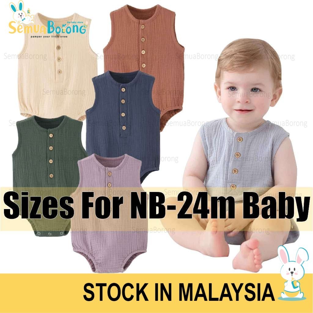 (0-24m) Newborn Baby Basic Singlet Muslin Cotton Sleeveless Romper Onesie 0544