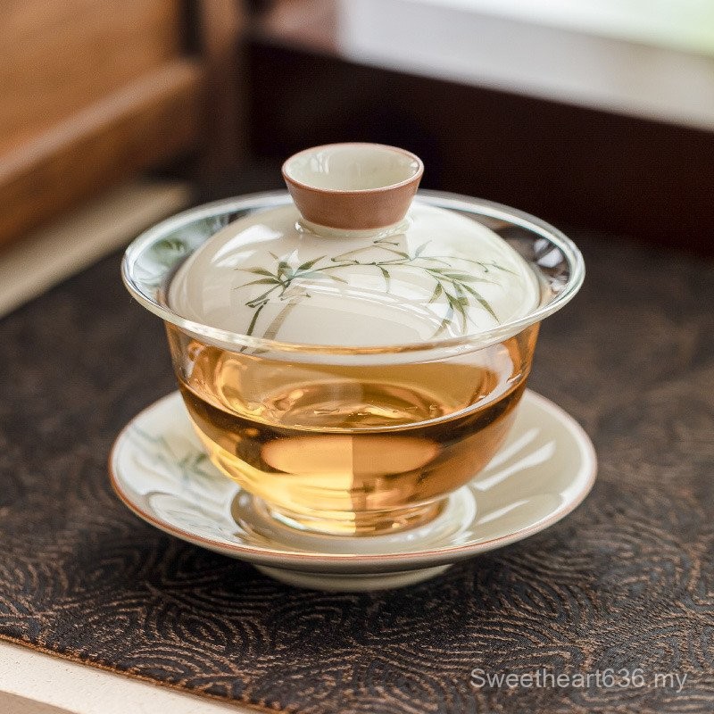 Tea set teacup teapot tea set suit tea pot tea set tea cup glass tea set hand-painted bamboo tea bowl with lid Kung Fu Tea Cup Chinese tea set VWNC