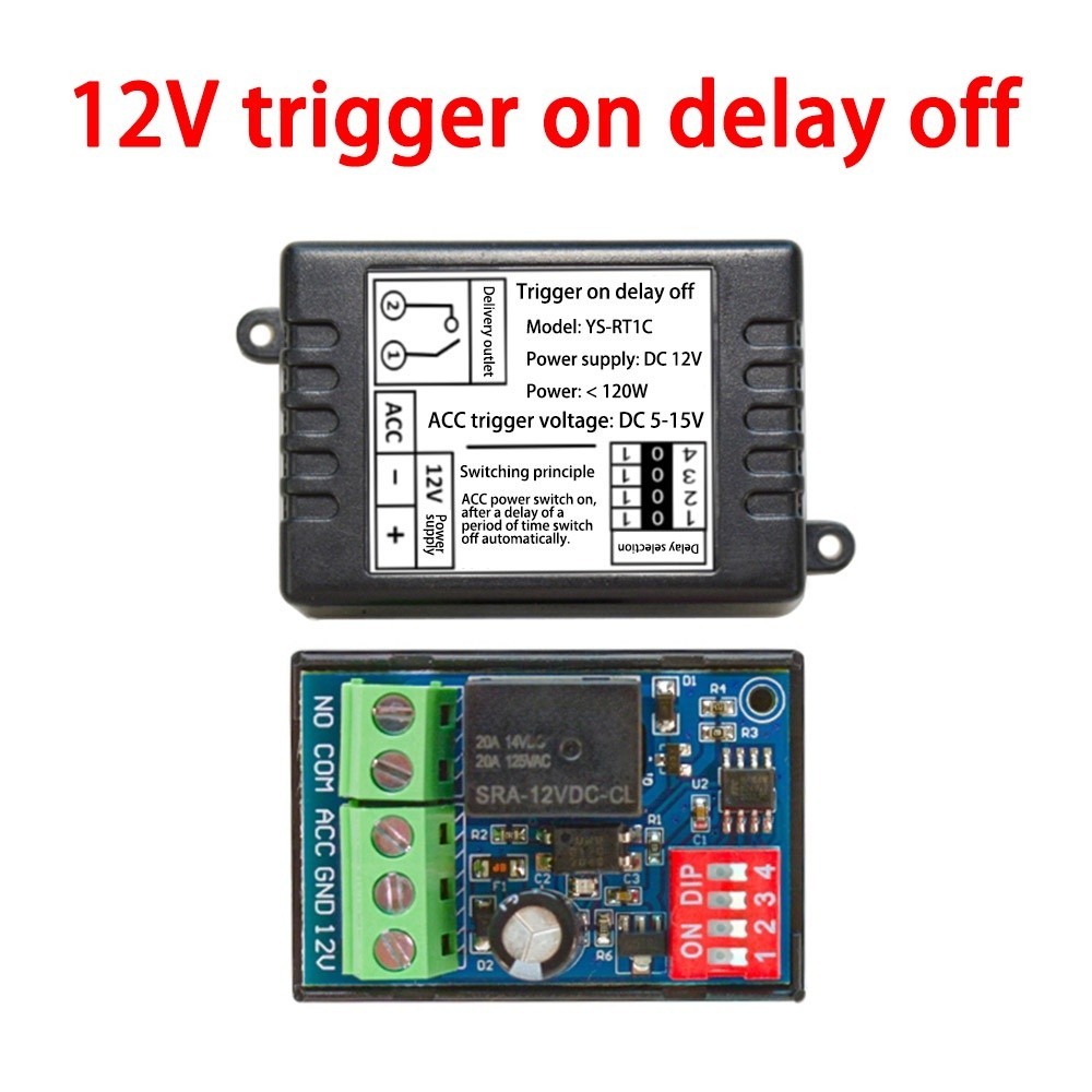 Pcbfun Dc12v Car Time Delay Relay Module Trigger Delay On/off Switch Module -20℃ ~ 70℃