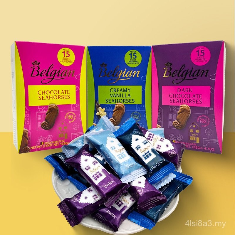 Belgium Import Baili Ren Berbentuk Kuda Laut Hazelnut Coklat Gelap Susu Perisa Vanila Coklat 135g Hadiah Hari Wanita