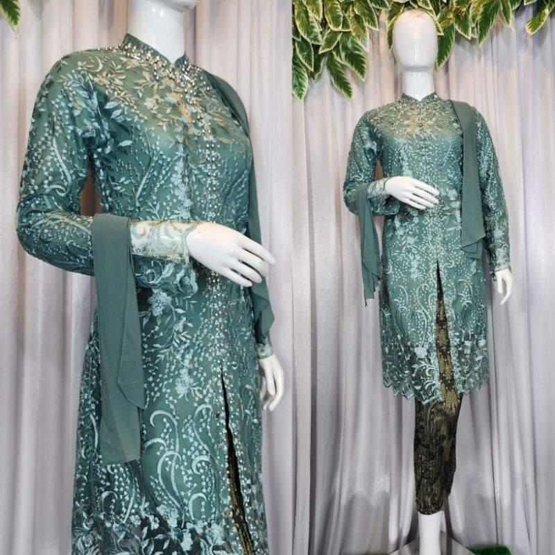 Sequin tiile tunic kebaya Qintani Shawl Tunic kebaya party kebaya mother-in-law