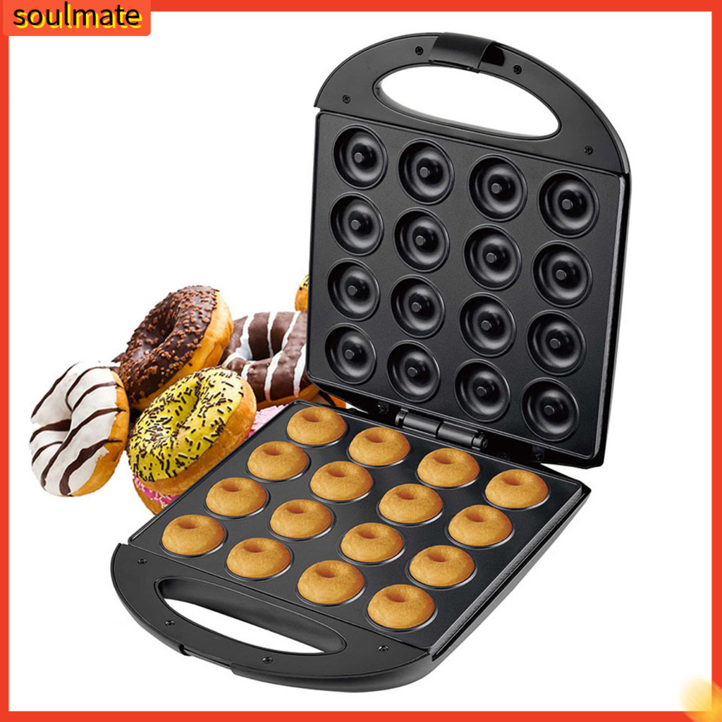 soulmate|  Non-stick Donut Maker Mini Donut Baker 16-hole Mini Donut Maker Machine with Non-stick Surface Easy to Use Dishwasher Safe Eu Plug Perfect for Homemade Donuts