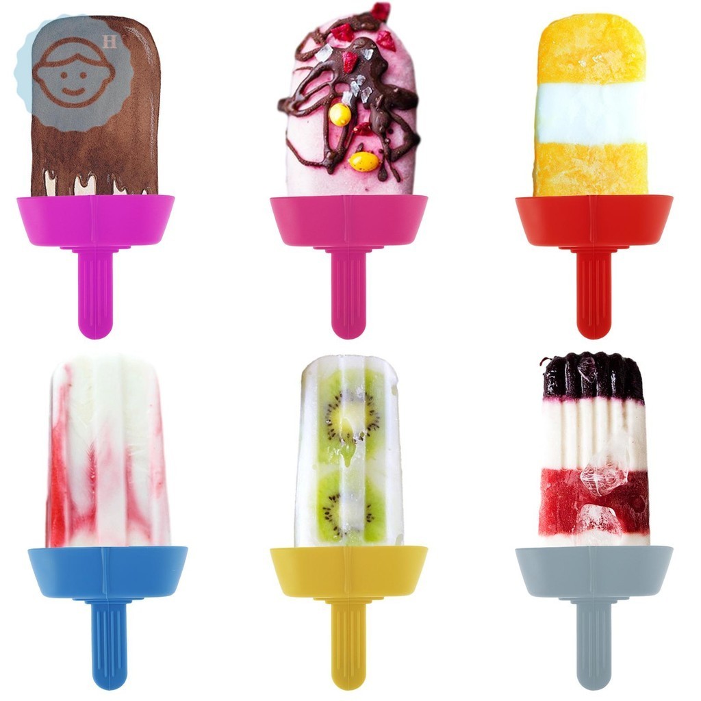 6 Pcs Drip Free Popsicle Holders Silicone Popsicle Holder Reusable Mess Free Ice Pop Stick Holder with Built-in Straw Dishwasher Safe Popsicle Stick Holders SHOPSKC0470