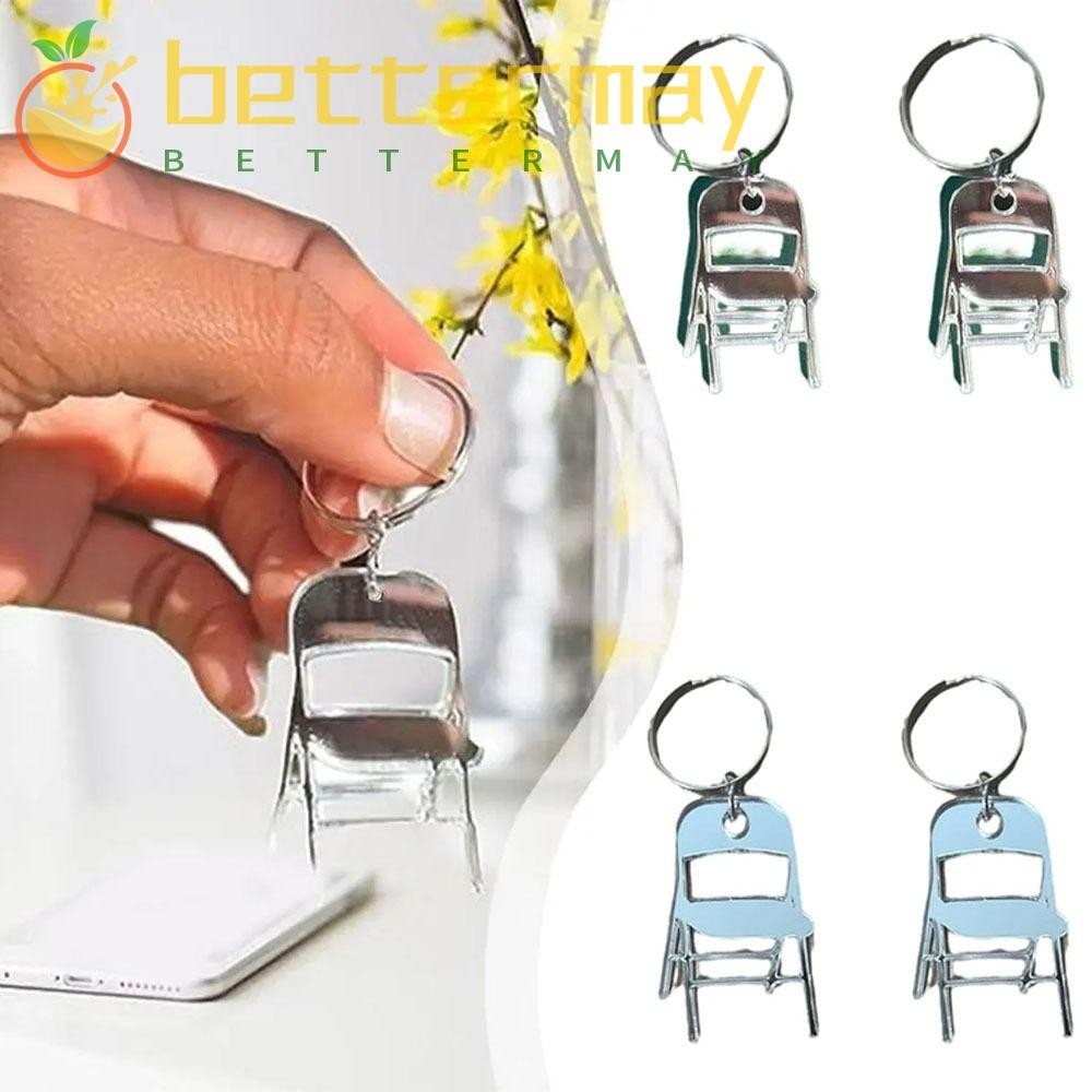 BETTER-MAYSHOW 1Pair Alabama Brawl Chair Keychain, Acrylic Keyring Folding Chair Key Chain, Creative Represents Unity Chair Pendant Party Gift