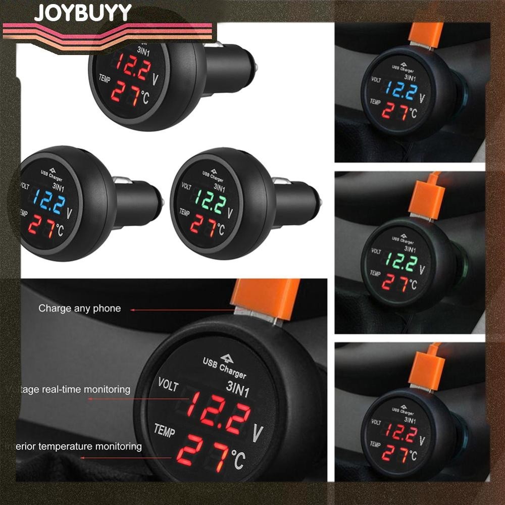 Versatile Essential 3 1 12/24V Car Auto LED Digital Voltmeter Gauge+Thermometer+USB Charger Reliable Must - Image 2