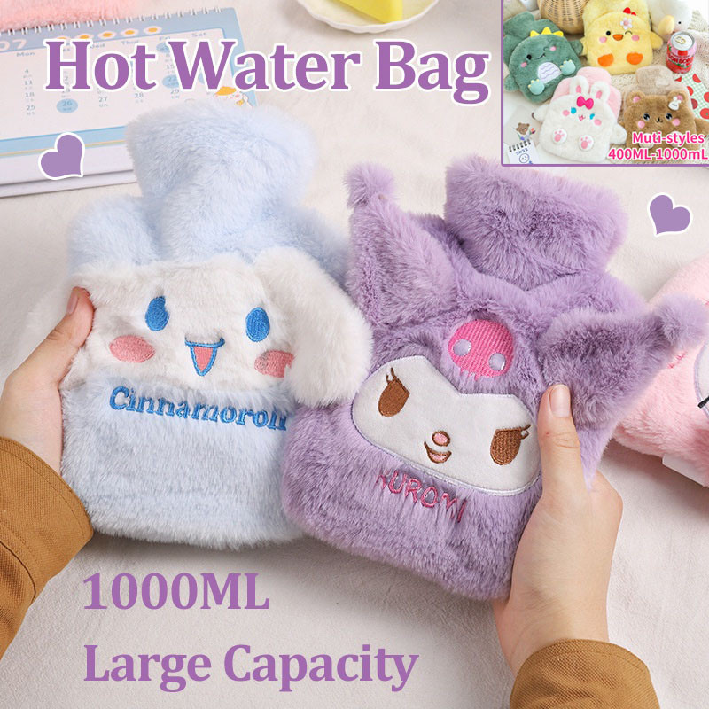 1000ml Cute Hot Water Bag Portable Plush Warmer for Period Pain Relieve Winter Keep Warm Bag