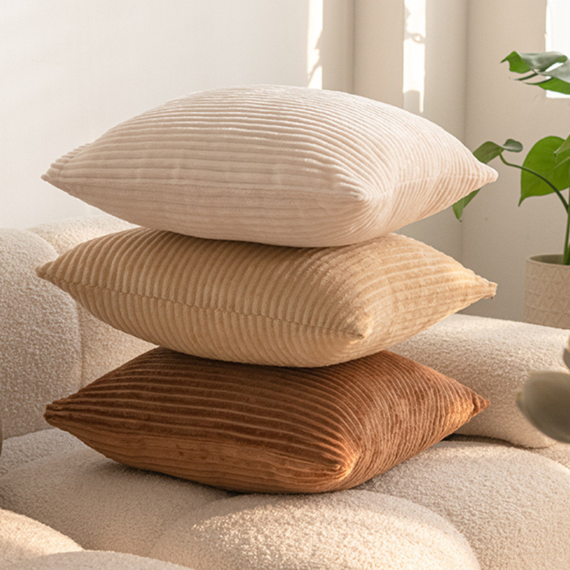 Solid color vertical corduroy soft pillowcase, square multiple sizes 40 × 40cm 45 × 45cm 50 × 50cm 60 × 60cm, minimalist living room bedroom sofa decoration cushion cover