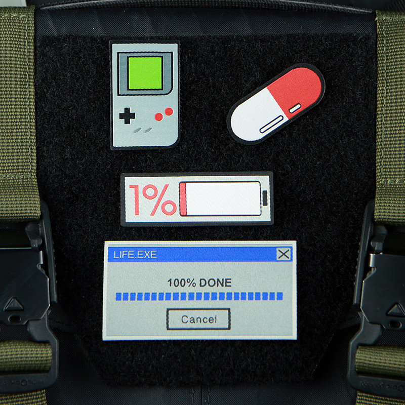 【Customized 】 QT Game mechanics remaining 1% capsule 100% DONE morale badge 3D Velcro Patch /Badges/armband/Emblem Decorative For Jackets Jeans Backpack cap