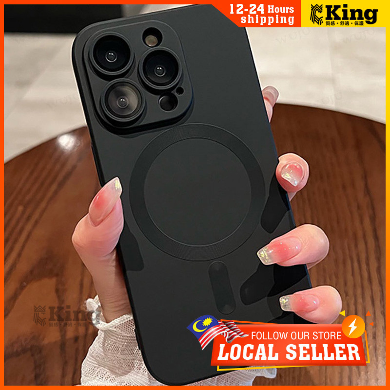 Soft Magnetic Wireless Metallic texture Luxury Magnetic Charge Phone Case Compatible For iPhone 17 16 14 13 12 11Pro Max