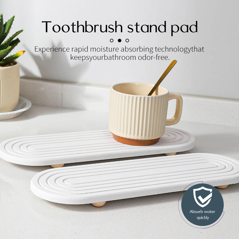DIATOMACEOUS EARTH QUICK-DRY STONE SINK TRAY | KITCHEN COASTER FOR SPONGE/SOAP/HANDS | WATER ABSORBING COUNTER ORGANIZER