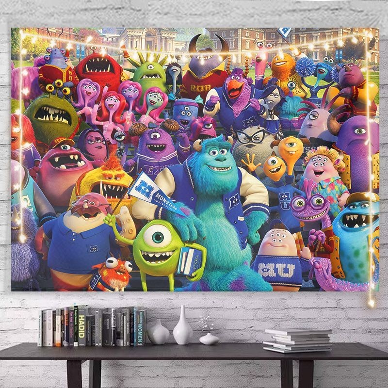 Monsters University Merchandise Background Cloth Anime Tapestry Big-Eyed Mike Fur Monster Sullivan Room Decoration Wall Cloth