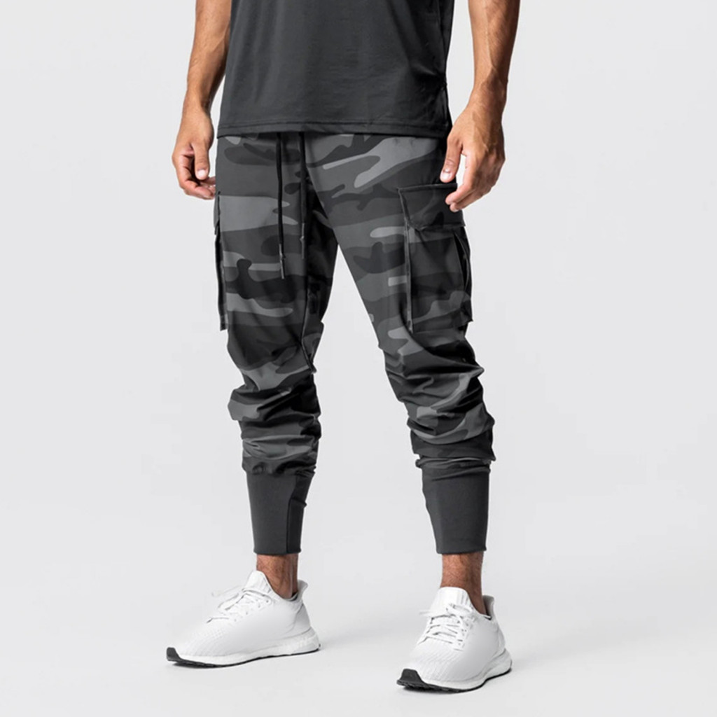 Elastic Waistband Pants Secure Pocket Joggers Stylish Camo Print Sweatpants with Quick Dry Technology Perfect for Gym Jogging