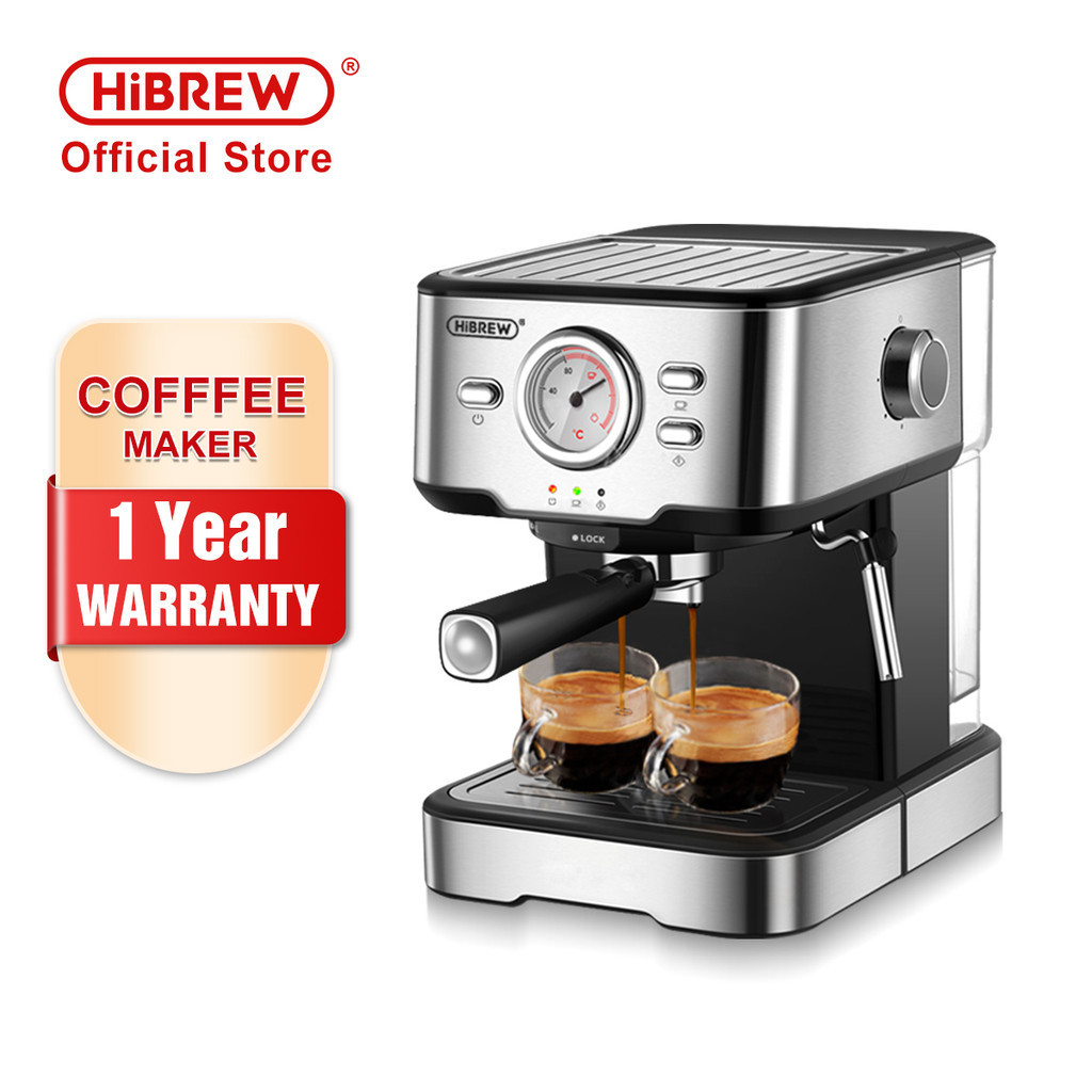 HiBREW Espresso Coffee Maker Milk Frother Integrated Steam Espresso Single 20 Bar Coffee Machine High Pressure Extraction Hot and Cold Mode Multifunctional H5