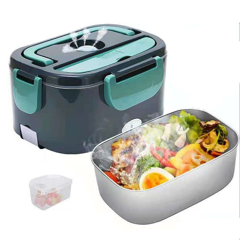 2 in1 Household Car Electric Lunch Box Food Grade Stainless Steel  Heating Bento Box Portable Food Heated Warmer Container Set