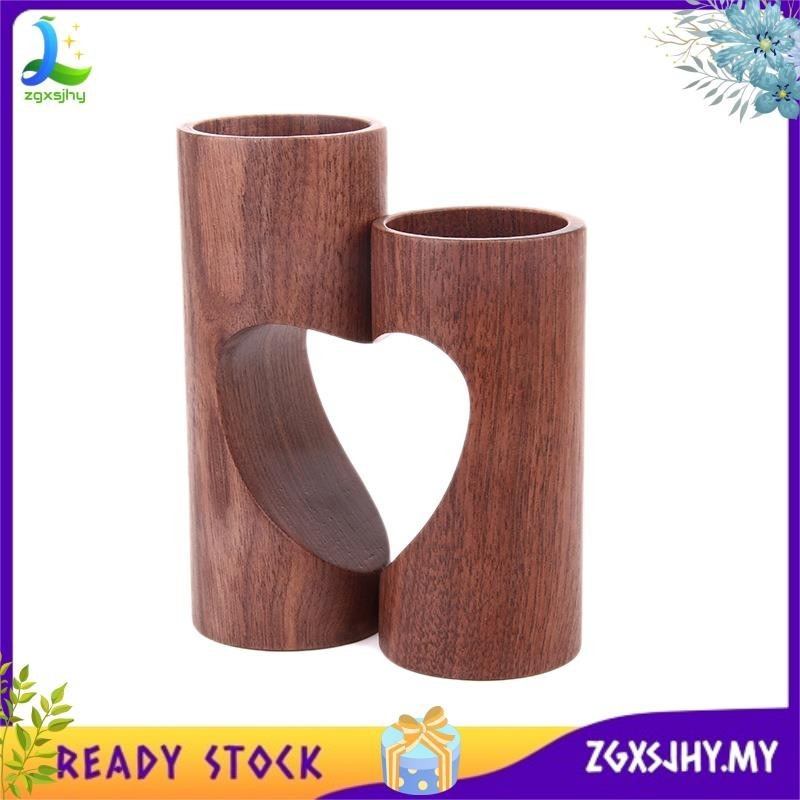 [zgxsjhy] 2Pcs/Set Wood Tealight Candle Holder Romantic Tea Light Candle Holders Decorative Unity Heart Pedestal for Home Decor
