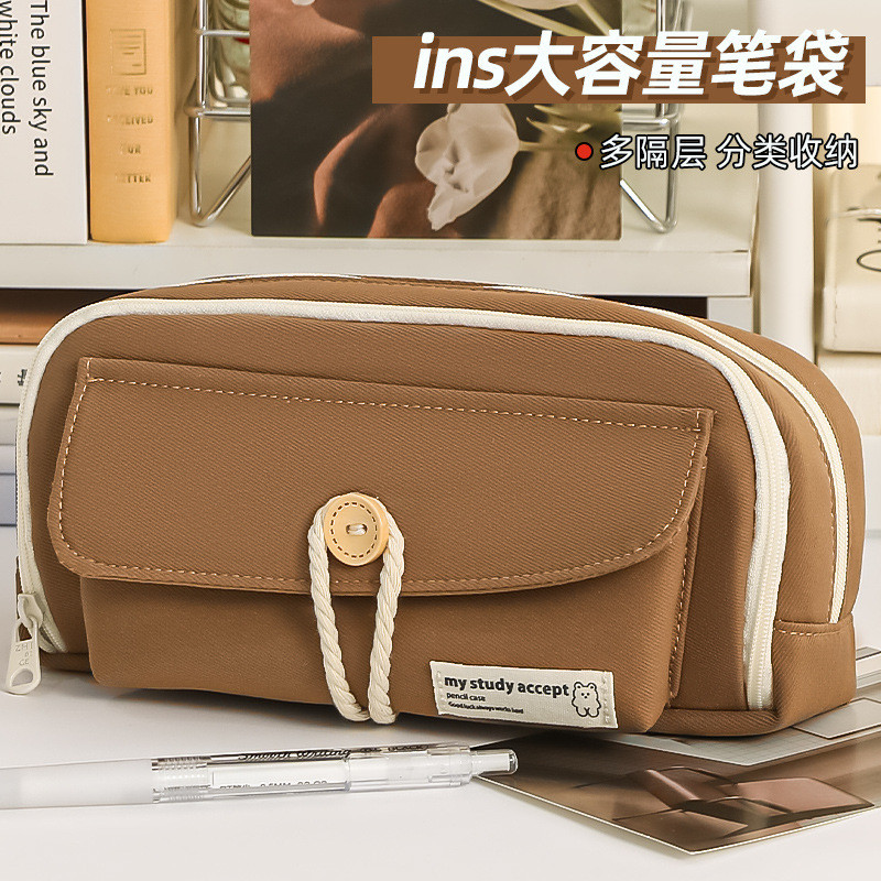 [ready stock]笔袋 ins风 简约 超大容量 铅笔盒 文具盒 小学生 初中 笔袋 高中生 文具袋  Pencil Case ins Style Simple Super Large Capacity Pencil Case Stationery Box Elementary School Students Junior High School Pencil Case High Scho