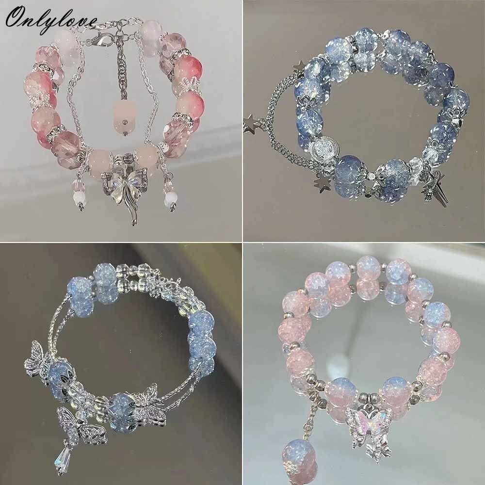 Elegant Butterfly Beads Bracelets For Women Lucky Crystal Tassel Bracelets Jewelry Accessories