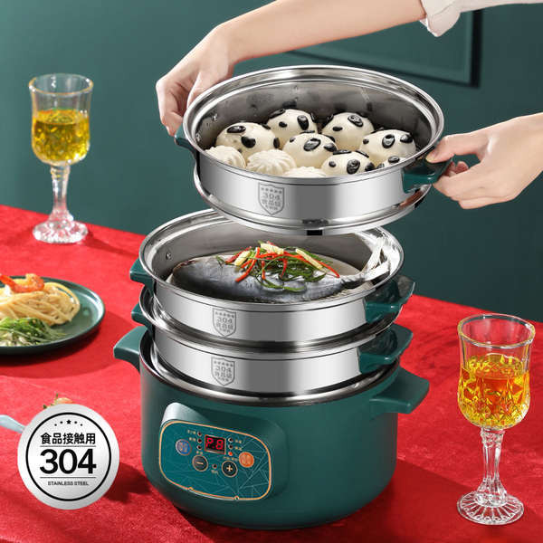 🔥 household cooker 🔥 Food Grade Double Layer multi-layer Multifunctional Electric Cooker Steamer Foldable Portable Travel HOTSELLING steamer electric mother's day gift ✌Electric Steamer Multi-functional Household Three-layer Small Intelligent Steam Pot