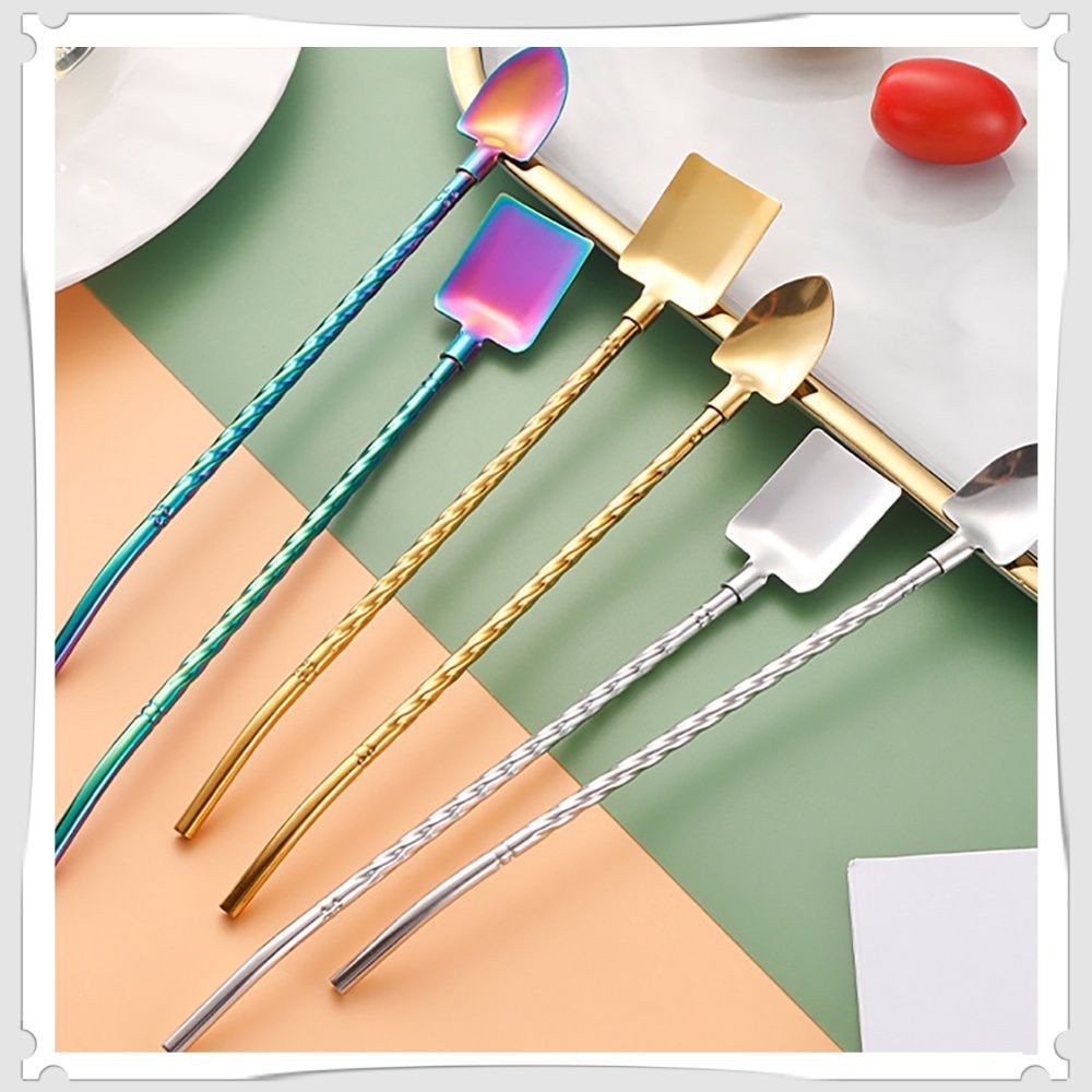 Eco-friendly Products Coffee Mixing Spoon Bar Wine Utensils Sustainable Shovel Spoon Juice Straw Environmental Protection Straw Bar Wine Accessories Colorful Y
