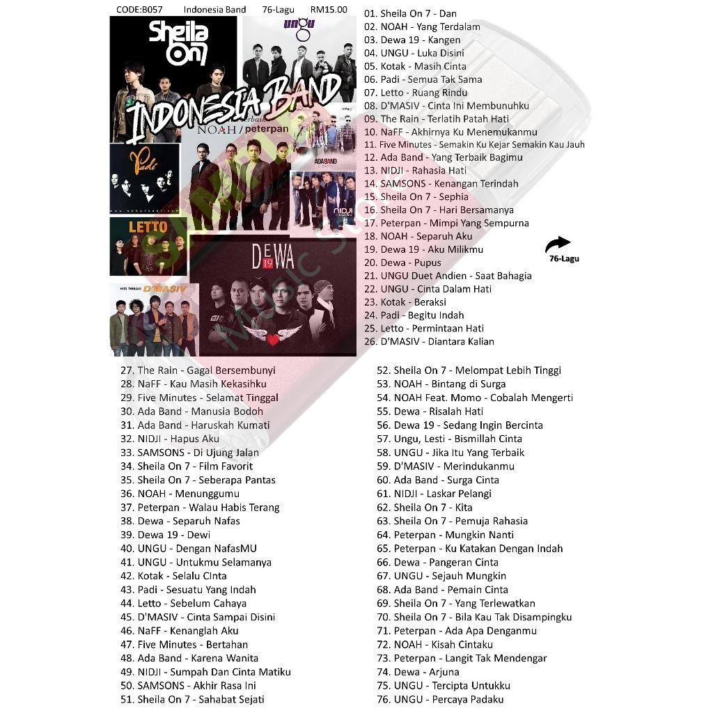 Pendrive USB Mp3 Indonesia Band Lagu Song Music B057 D2