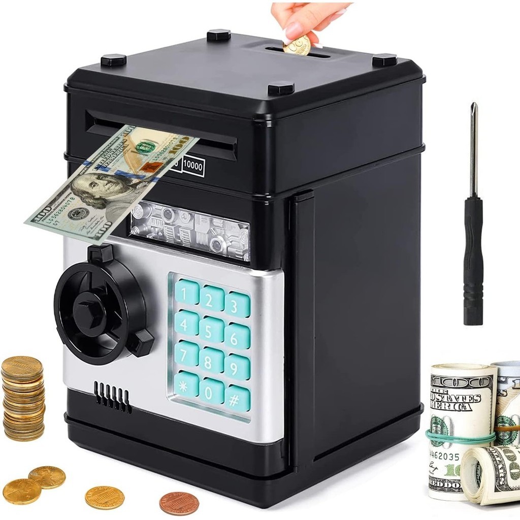 Tabung Duit ATM Machine Elektronik Piggy Bank Kids Money Saving Box Password Digital Money Tabung Coins Cash Deposit Music Mainan Tabung for Children's Gift Early Learning Education Toys 存錢罐