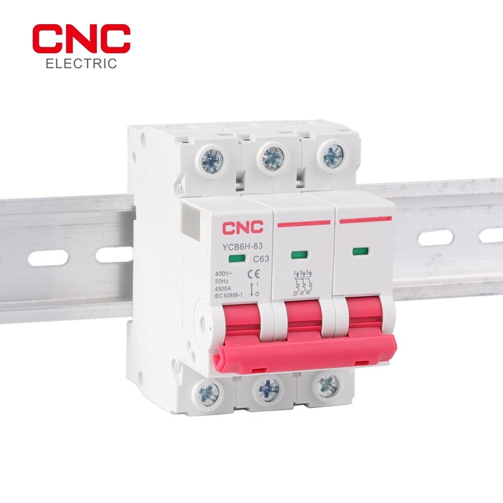 CNC YCB6H-63 1P/2P/3P Miniature Circuit Breaker MCB Din Rail Mount Breaking Capacity 6A/10A/16A/20A/25A/32A/40A/50A/63A