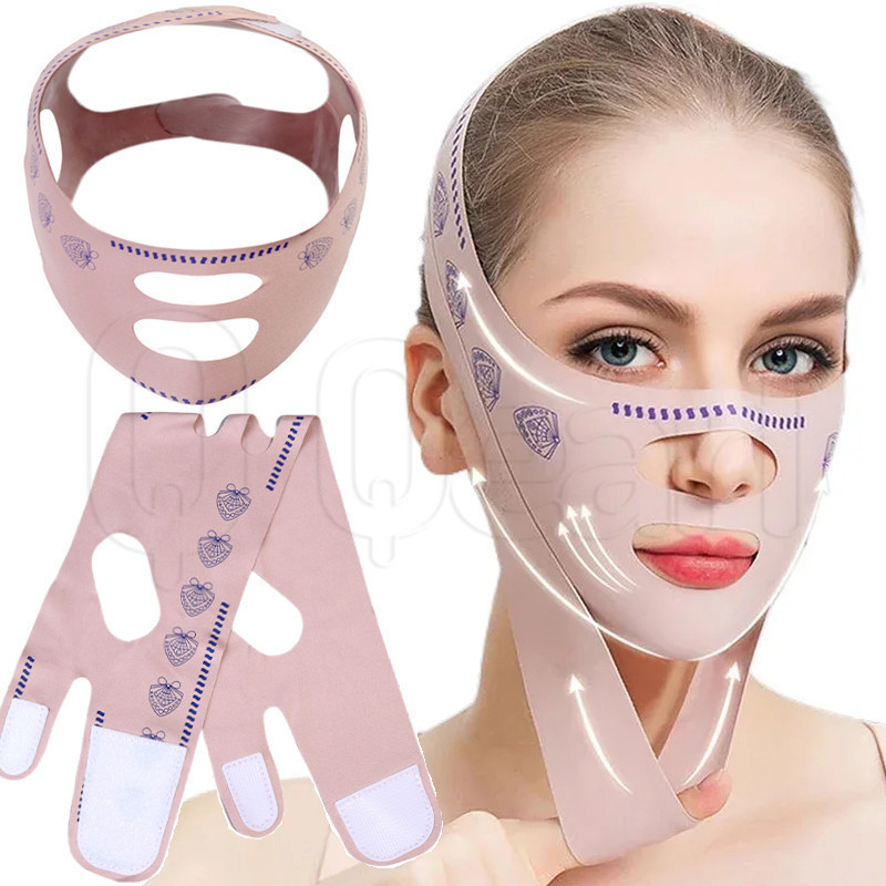 Double-Deck Facial Slimming Bandage - Breathable V Face Band - Face Lifting Belt - Elastic Band - Reduce Double Chin - Face Lifting Anti Wrinkle Band - Facial Mask Tool
