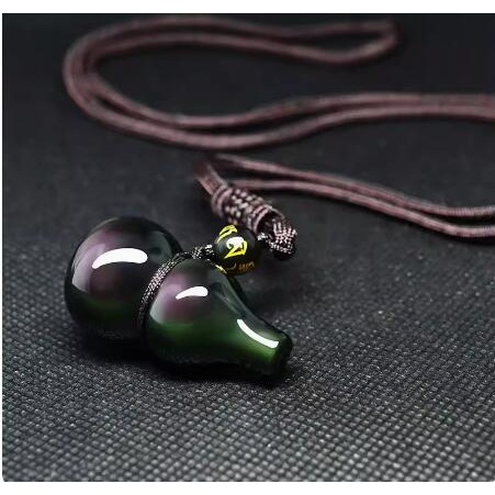Natural Obsidian Fulu Gourd Pendant Mobile Phone Long Sweater Necklace Female Benming Year of the Dragon Male Pendant Keychain--Live Broadcast Room Special Shooting Link