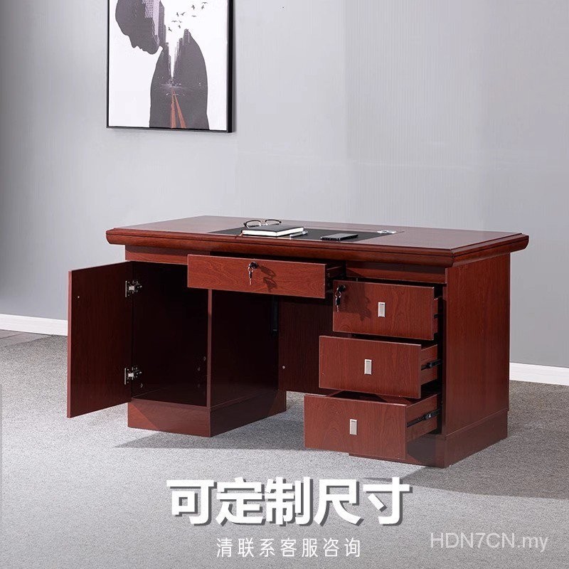 Desk Veneer Single Writing Desktop Staff Paint Political Enterprise Boss Desk with Lock with Drawer Financial Computer Desk