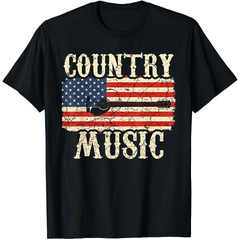 T-shirt Country Music Retro Vintage Guitar American Flag T-Shirt - Men's Shirt - Women's Shirt - Men's T-Shirt - Women's T-Shirt - Adult T-Shirt - Men's Adult T-Shirt - Women's Adult T-Shirt - T-Shirt - Distro T-Shirt - Distro Clothes - Clothes - T-Shirts