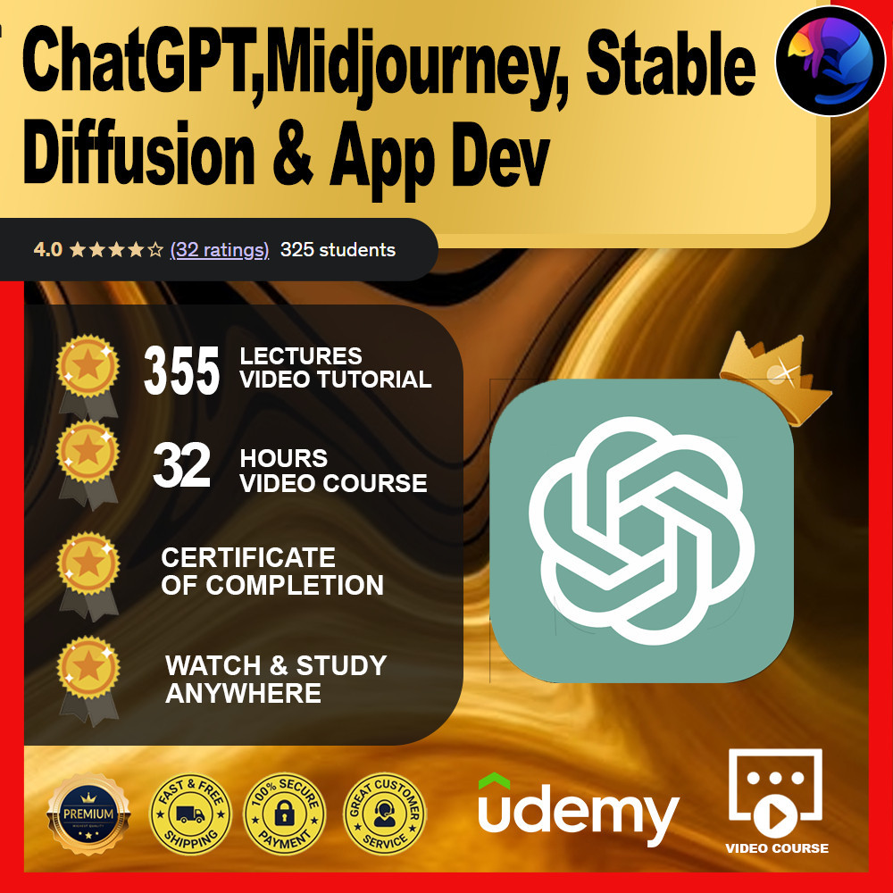 [Video Course]All of AI: ChatGPT, Midjourney, Stable Diffusion & App Dev