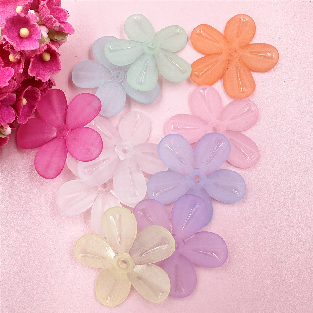 10Pcs 29mm Acrylic Matte Flower Loose Beads DIY Findings for Phone Chain Headwear Jewelry Making Handcrafted