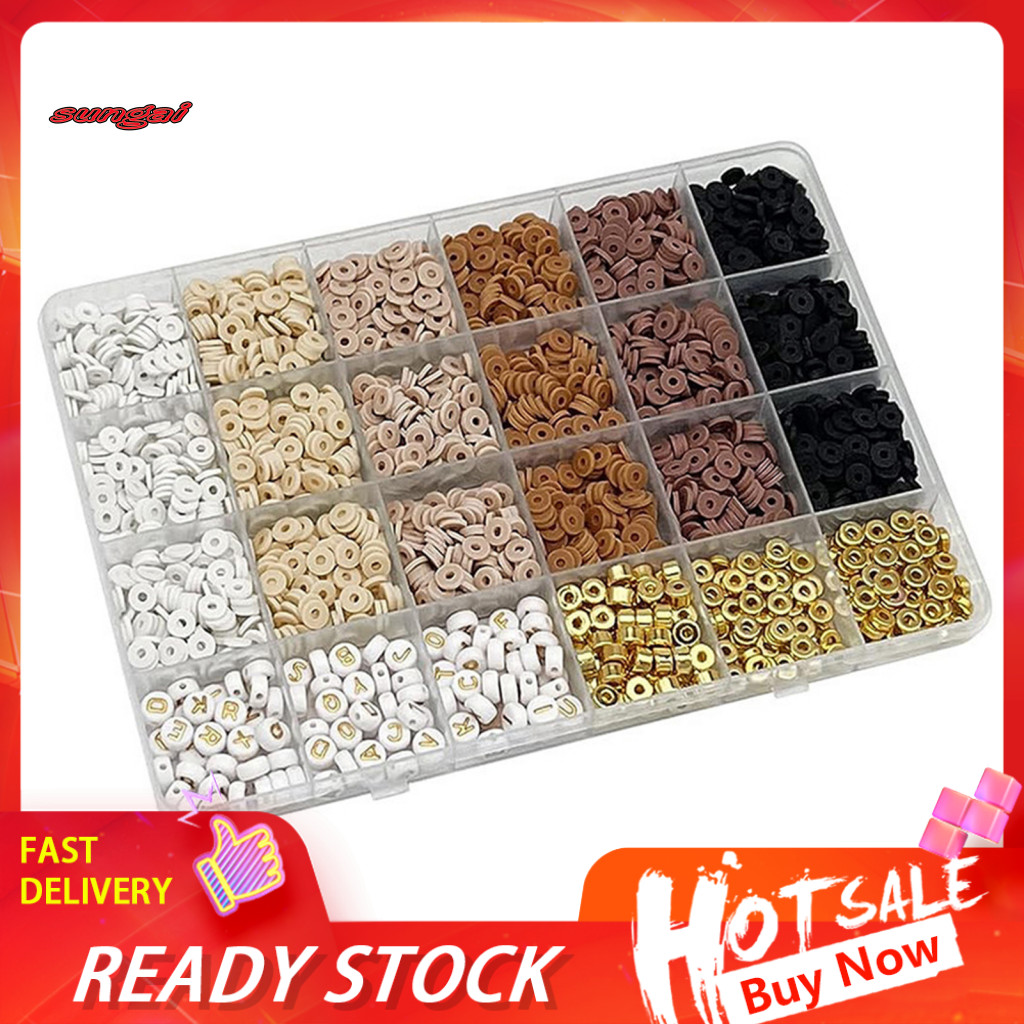 SUN_ Letter Beads for Personalized Jewelry Soft Clay Beads for Jewelry Making 2414pcs Clay Beads Bracelet Making Kit 6 Color Letter Beads Non-fading for Jewelry for Southeast