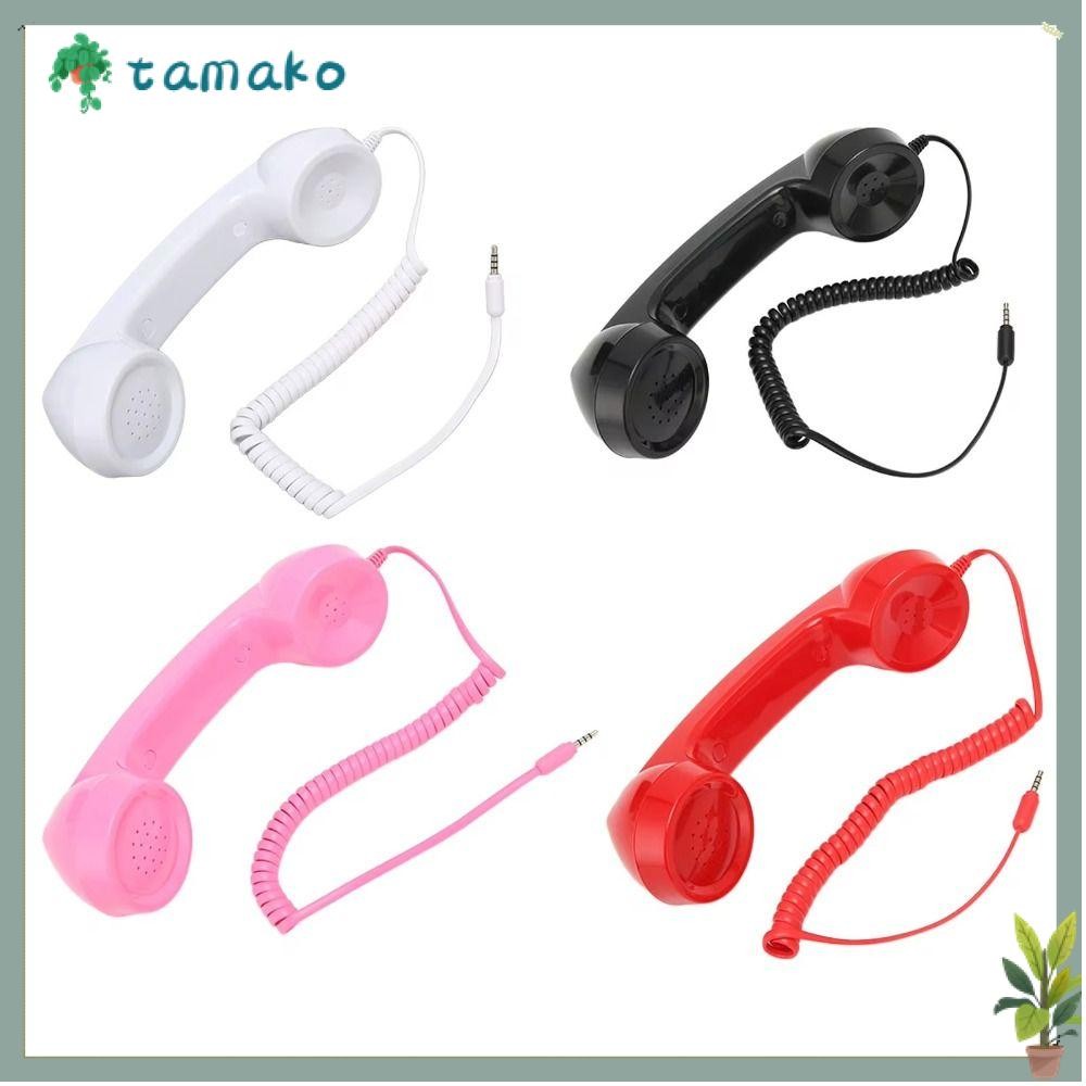 TAMAKO Phone Handset, Radiation Proof Handheld Telephone Receiver, Retro Durable Microphone Colorful Universal Headphone for Mobile Phones Computers