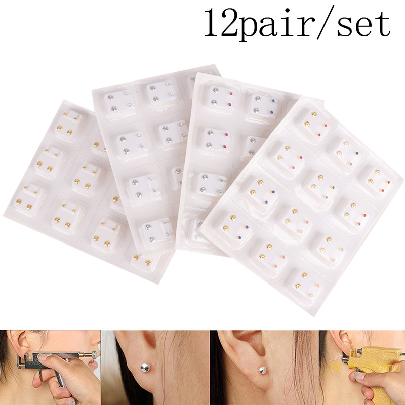 [BraveYimu] 24Pcs Earrings Tool Ear Stud Surgical Steel Earrings Women New