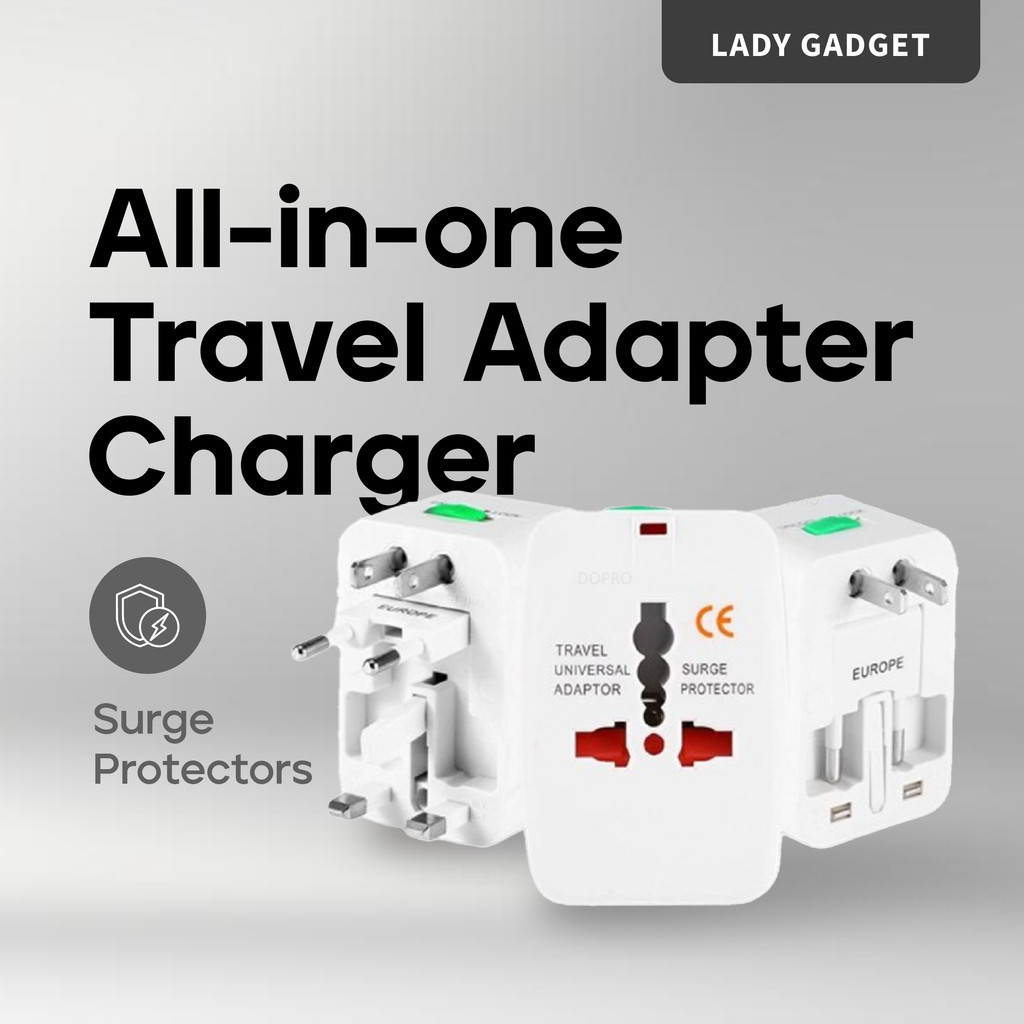 Worldwide Universal International Travel Adapter All-in-one Charger Adapter Plug Surge Protector Lock World 150 Country