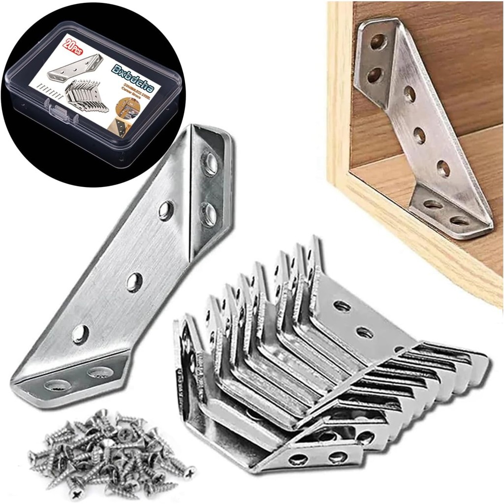 Furniture Corner Connector 10 30 50PCS Universal Stainless Steel L Brackets for Wood Metal Shelves Tables Cabinets Use