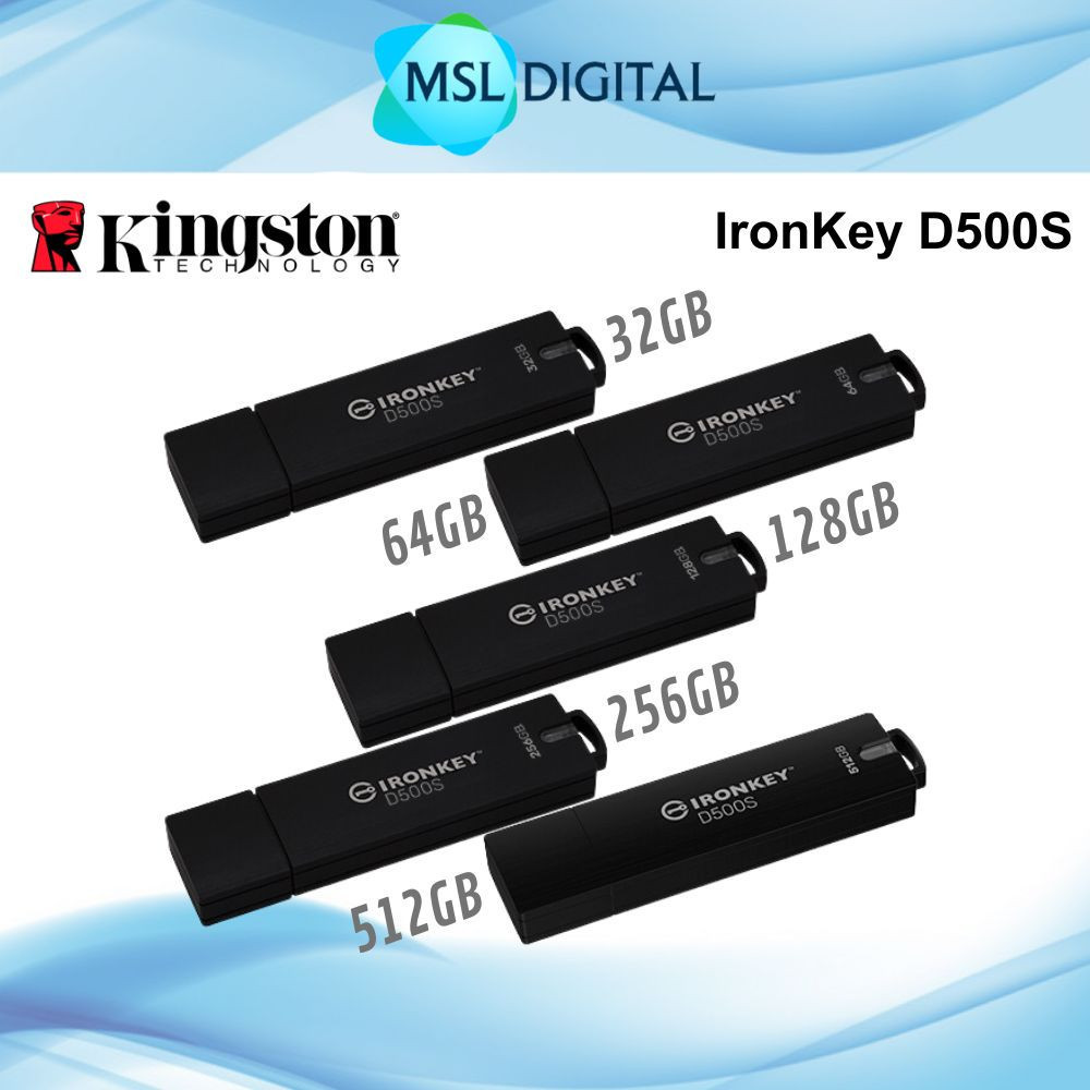 Kingston IronKey D500S hardware-encrypted USB flash drive | Multi-Password option | Customisation programme