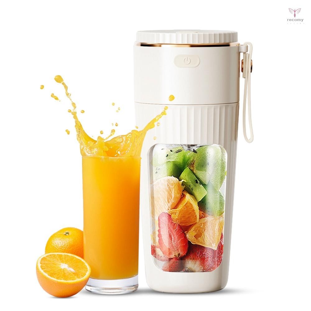 Portable Blender for Shakes and Smoothies 10 Blades and USB Rechargeable Cordless Personal Blender 12 OZ 1500mAh Battery Handheld Juicer Cup with Straw Ice Crushing for Home Travel