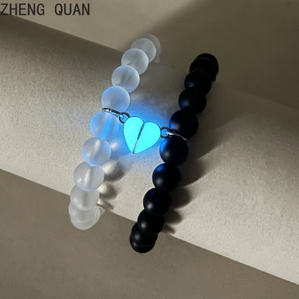 2 Pcs/Set Fashion Handamde Love Magnetic Bracelet Glow In The Dark Luminous Beaded Bracelets For Couple Men And Women Jewelry Gifts