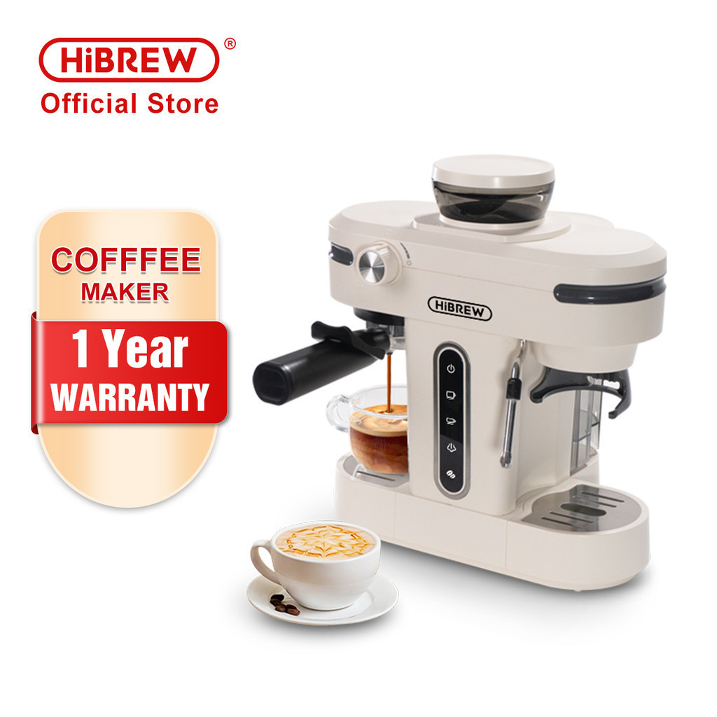 HiBREW 20Bar Espresso Machine With Ginder 2 in 1 Semi Automatic Coffee Maker, Latte and Cappuccino Milk Frother Barista pro For Home H14