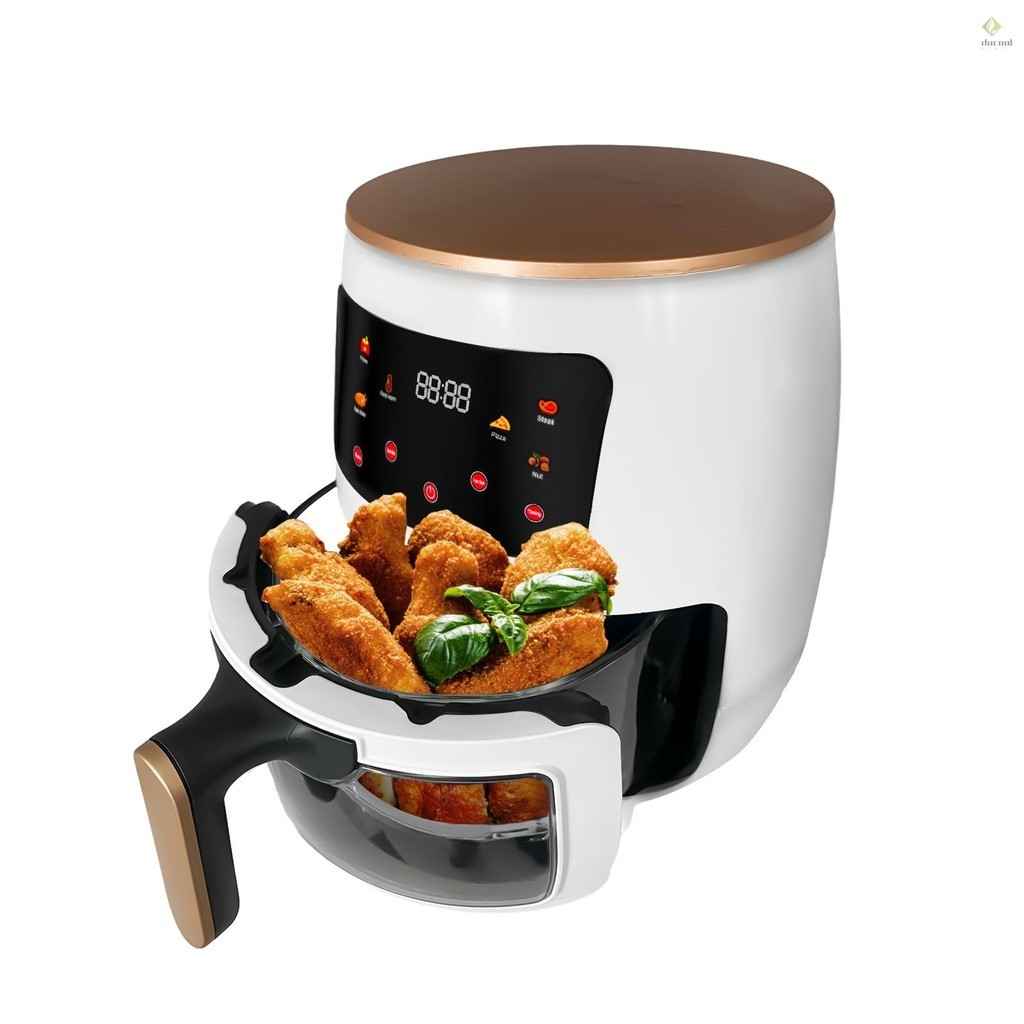 Air Fryer Oven 2400W Oil Free Nonstick Cooker with 6 Cook Presets Borosilicate Glass Basket 6 QT Visible Cooking Window Touch Digital Controls Air Fryer for Healthy Cooking