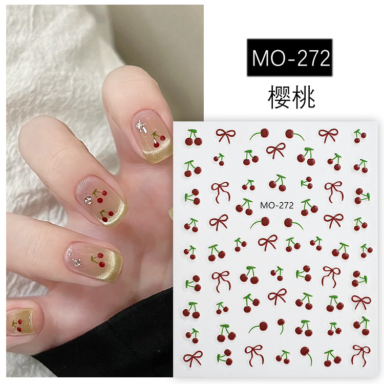 2026 new French fruit stickers simple waterproof self-adhesive nail stickers DIY manicure decoration
