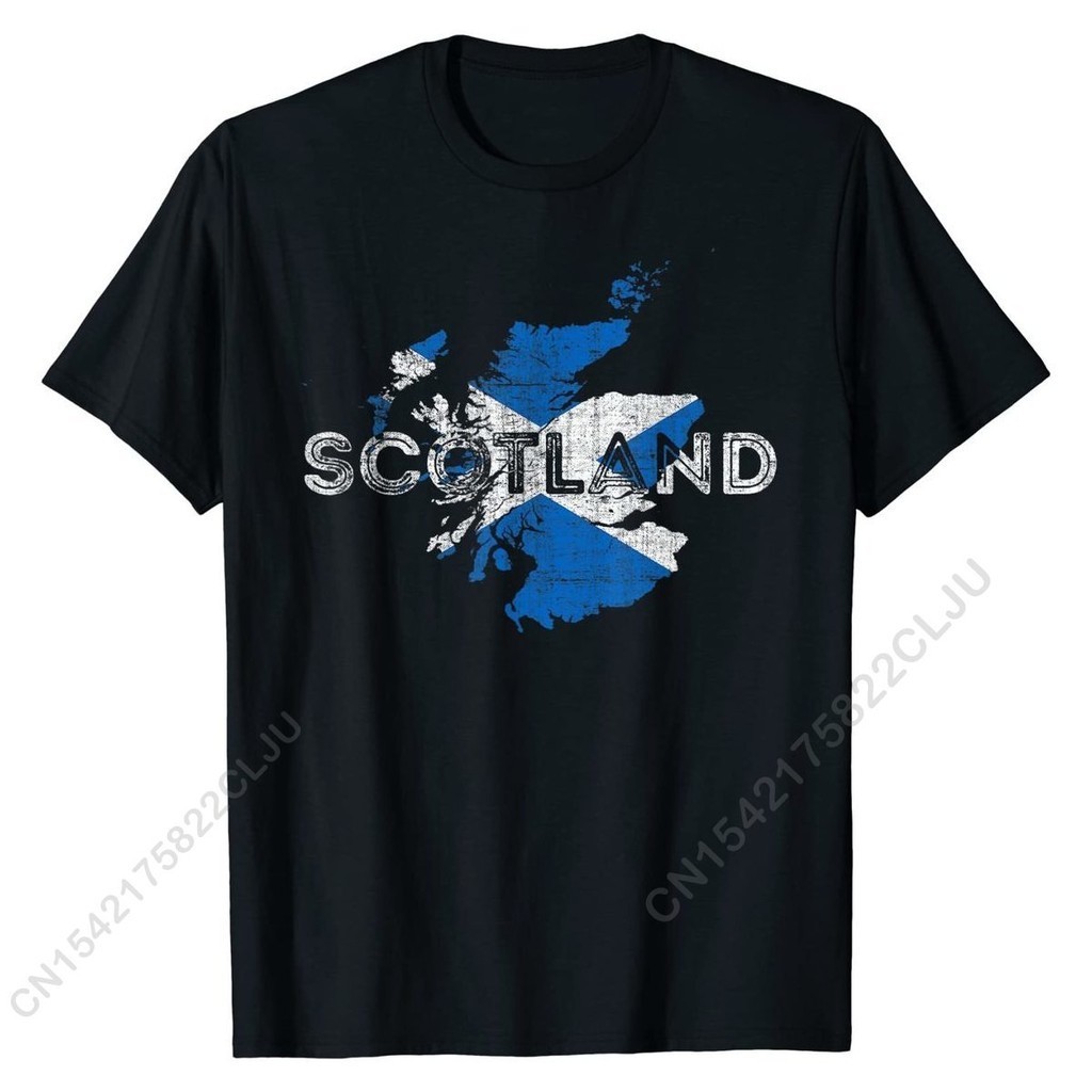 Ready Stock XS-6XL Scottish Map And Flag Souvenir - Distressed Scotland T-Shirt Faddish Casual T Shirts Cotton Tops & Tees For Men Normal