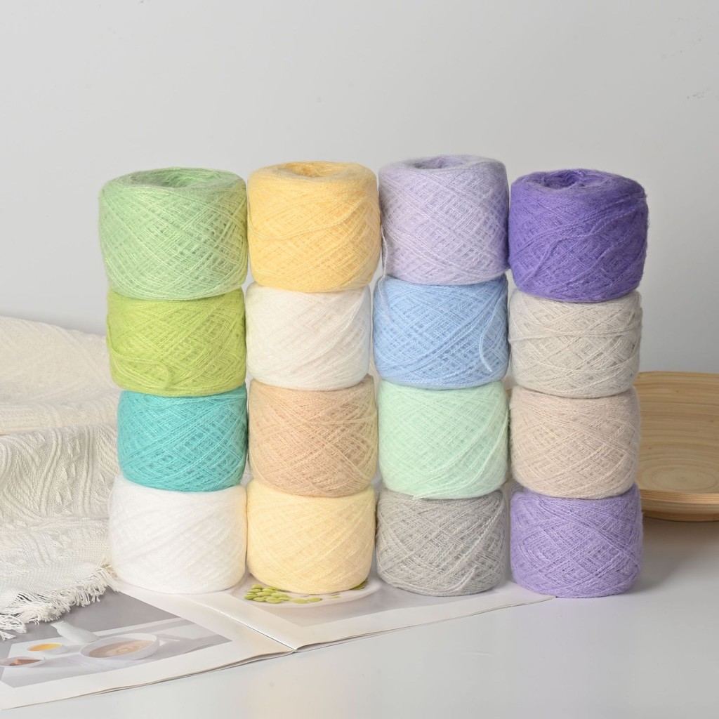 Super Soft Mohair Yarn Ball Rainbow Gradient Color Scarf Shawl Hand-Mixed Thread Ball Knitting Baby Sweater Baby