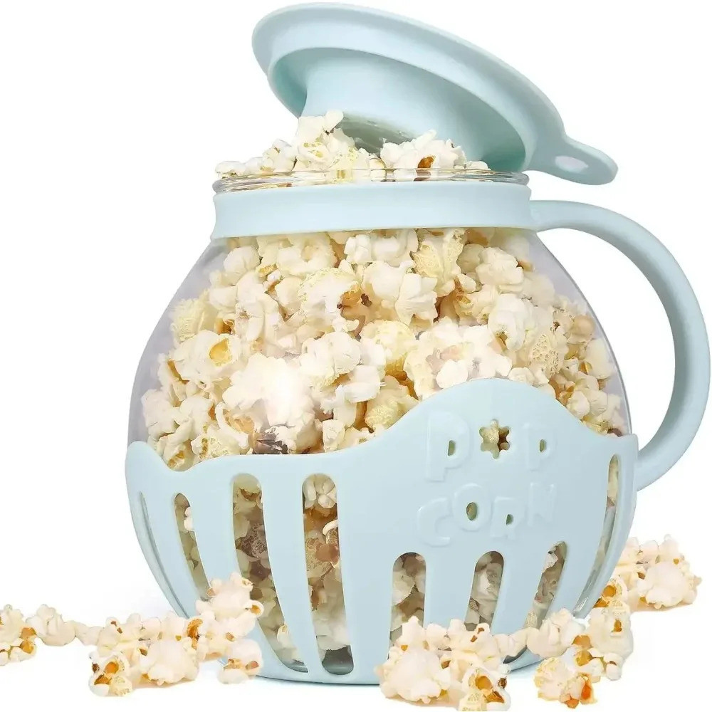 Microwave Popcorn Popper Bucket Microwave Bowls Mini Machine Safe Borosilicate Glass 3-in-1 Silicone Lid Popcorn Makers 4W37